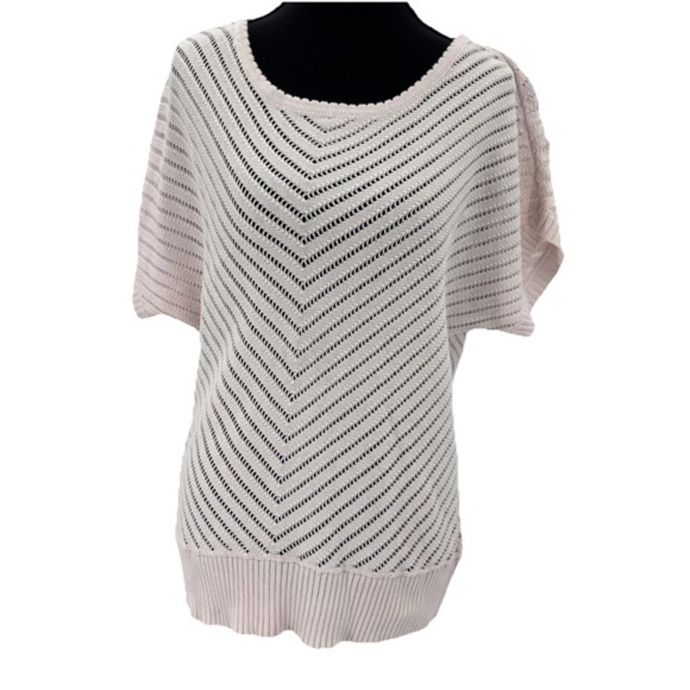 A.n.a Pink Open Knit Chevron Sweater Size Large Coquette Balletcore Soft Girl